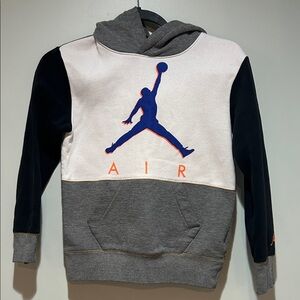 Jordan Black and Gray Hoodie with Red Logo